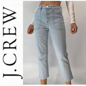 J.Crew Straight Leg Crop Indigo Cove Wash Jeans Size 28 Classic Fit, Button Fly